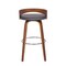 Armen Living Sonia 30" Bar Height Swivel Gray Faux Leather and Walnut Wood Bar Stool LCSOBAGRWA30 - alternate 3